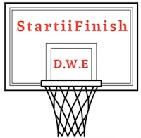 a basketball hoop with the words start finish dwe