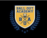 the ball out academy logo on a black background