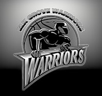 the warriors logo on a black background